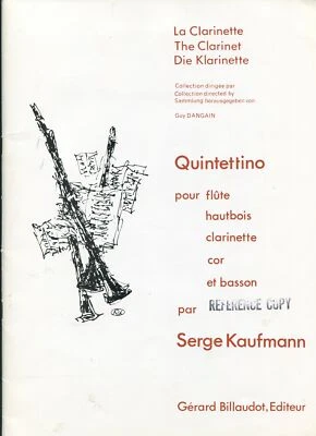 Kaufmann Sheet Music Quintettino Pour Flute, Hautboi, Clarinette, Cor et Basson - Image 1 of 4