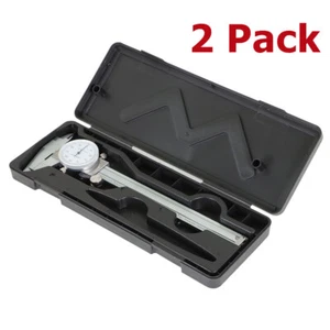 2 Pack 6" Dial Caliper Stainless Steel Shockproof Gauge 0.001" Accuracy - Picture 1 of 11