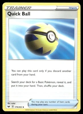 Quick Ball 179/202 Sword & Shield Pokemon TCG trading card - Image 1 of 2