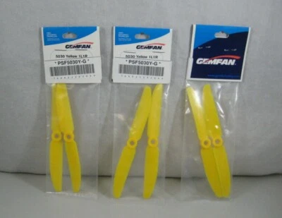 Gemfan 5030 5x3 Direct Drive Propeller For RC Airplane Yellow Lot of 3 - Image 1 of 4