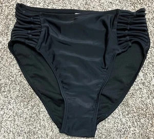 NWT XHILARATION juniors strappy-side hi-rise bikini swim bottom Black S - Picture 1 of 2