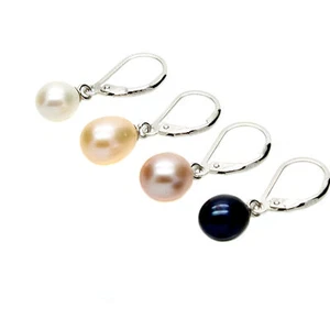 Leverback Pearl Drop Earrings Freshwater Pearls Sterling Silver Gift Boxed - Picture 1 of 6