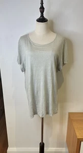 Kookai Linen Tee Shirt Top Silver Dreams Green / Grey Open Back Detail Siz 12-14 - Picture 1 of 7