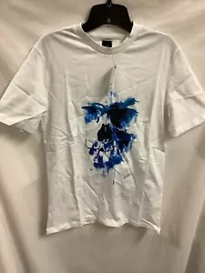 River Island Men White T-Shirt Casual Short Sleeve Crew Neck Basic Size Small - Picture 1 of 9