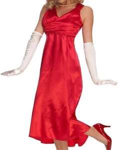 Mujer Elegante Rojo Satinado Vestido de Noche Disfraz Vestido de Fiesta (Estándar) (8-12) - Imagen 1 de 1