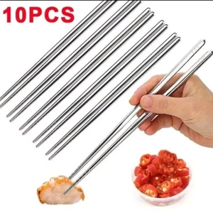 5 Paia di Bacchette in Metallo Riutilizzabili - Set Leggero Antiscivolo in Acciaio Inox - Foto 1 di 8