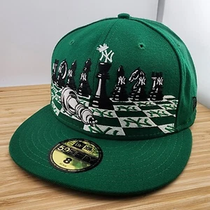 New York Yankees Fitted Hat Cap, Chessboard, Green, 59Fifty New Era, Sz 8 - RARE - Picture 1 of 10