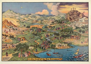 Mapa Romance Jaro Hess XRare De Colección Mediados de Siglo 1939 LA TIERRA DEL NUEVO TESTAMENTO - Imagen 1 de 1