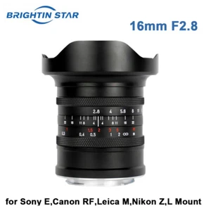 Brightin Star 16mm F2.8 Full Frame Ultra Wide Angle MF Lens for RF/E/Z/L Mount - Picture 1 of 7
