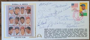 3000 HITS CLUB SIGNED 1995 GATEWAY CACHET MAYS AARON BRETT YAZ 12 SIGNATURES - Picture 1 of 4