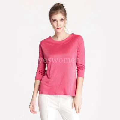 Lady Mulberry Silk Themal T Shirt Undershirt 3/4 Sleeve Tank Top Blouse Tunic - Image 1 of 4