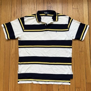 Vintage Polo Ralph Lauren Shirt Men XL Navy Blue Yellow White Cotton - Picture 1 of 11