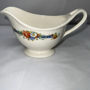 Vintage Krone Elfenbein Keramik Sauciere Krug mit Blumenmuster, # 11 29 - Bild 1 von 6