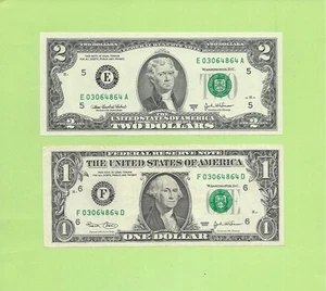 MATCHING '0306 4864' .... 2003A ..UNCIRC $2 E-A & 2003 $1 F-D - Picture 1 of 1