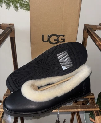 🔥 UGG Zora балет плоский черный кожаный женщин 1178450 новый подлинный быстрая доставка - Изображение 1 из 4