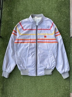 Vintage Kodak Bomber Jacket Gray Striped Windbreaker 90's Size M - Image 1 of 4