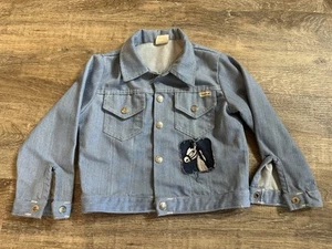 Vintage Jean Jacket Kids Size 6 Blue Denim Snap Sears Perma Prest Horse Cowboy - Picture 1 of 13
