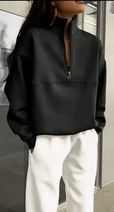 Mint Julep Boutique Black Quarter-Zip Sweatshirt | NWT | XL - Picture 1 of 8