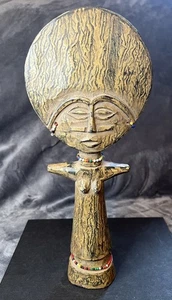 Vintage AFRIKANISCHE FRUCHTBARKEITSSTATUE IDOL mit Perlen 13,25" HOCH - Bild 1 von 10