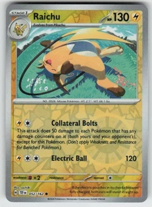 Raichu Common SV05: Temporal Forces 052/162 Lightning, Reverse Holo LP-NM - Picture 1 of 2