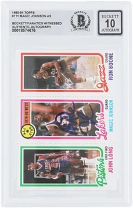 Magic Johnson Los Angeles Lakers Signed 1980-81 Topps #111 BAS 10 Rookie Card - Picture 1 of 3