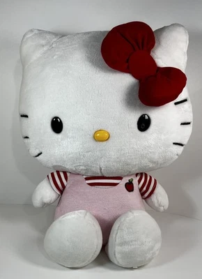 Large Hello Kitty Plush 21” Sanrio Pink Jumper Apple Embellish Retired 2010 Vtg - Image 1 of 4
