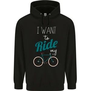 I Want to Ride My Bike Cycling Cyclist Childrens Kids Hoodie - Picture 1 of 29