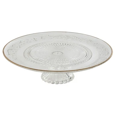 Assiette plate Home ESPRIT Transparent Doré Verre 33 x 33 x 9,4 cm - Photo 1/3