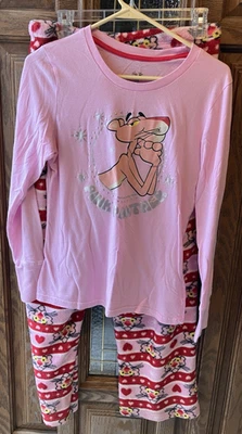 Conjunto de 2 piezas de pijama para mujer Pink Panther top y pantalón talla M rosa y rojo polar usado en excelente estado Foto 1 de 4