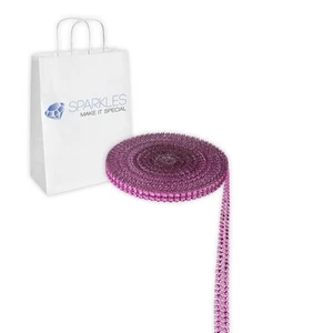 Hot Pink 2 Reihe Diamant Strass Band Borte Mesh Wickel 2 Yards-Hochzeit jn - Bild 1 von 5