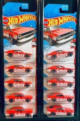 Hot Wheels 2019 # 160/250 Rescue Nissan Skyline 2000 GT-R Red/Police - Lot of 10 - Image 1 of 2