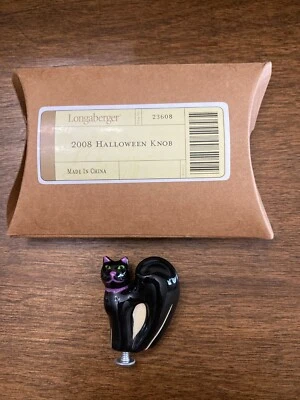 LONGABERGER 2008 HALLOWEEN BLACK CAT Basket Knob -# 23608-NEW
