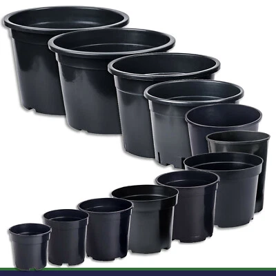 Pflanztopf Blumentopf Blumenkübel schwarz | rund | 12 Größen zur Auswahl - Bild 1 von 2