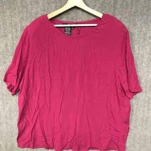 Carole Little Shirt Womens 20W Pink Blouse Top Tunic Ladies Plus Short Sleeve - Picture 1 of 14