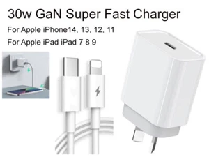 SAA USB-C 30W Fast Charger Wall Adapter 3 meters Cable for iPhone 14 14 Pro Max - Picture 1 of 4