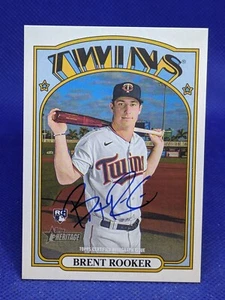 2021 Topps Heritage High Number Real One Brent Rooker #ROA-BRO Rookie Auto RC - Picture 1 of 2