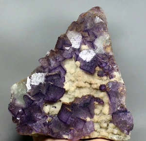 Increíble cubo púrpura de 4,73 lb “patrón” muestras minerales de cuarzo fluorita/China - Imagen 1 de 12