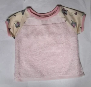 All natural cotton toweling Tshirt dribble Bib/Coverall/Smock: elephant calves - Picture 1 of 5