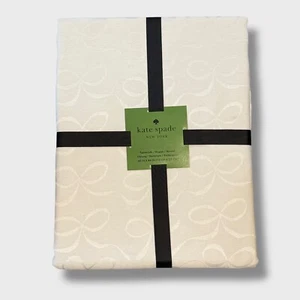 NEW Kate Spade All Wrapped Up White Ribbon Bow Oblong Tablecloth 60 in X 84 in - Picture 1 of 5