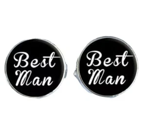 Best Man Cufflinks  Titanium Plated Gift Pouch - Wedding  Family UK SELLER - Picture 1 of 1