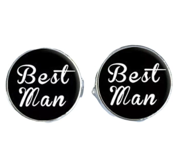 Best Man Cufflinks  Titanium Plated Gift Pouch - Wedding  Family UK SELLER - Image 1 of 1