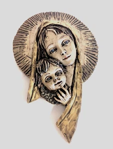 Madonna und Kind Plakette Maria Jesus Harz Wandbehang Dekor Italien 11" Ostern - Bild 1 von 10