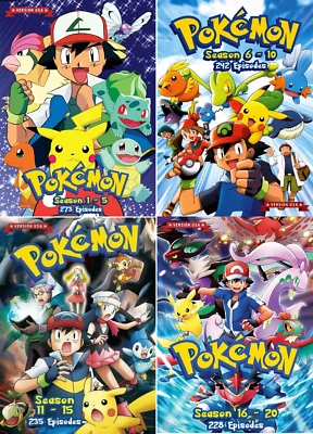 POKEMON Complete TV Series Season 1-20 DVD Anime English Dubbed Ship Free Foto 1 de 4