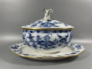 Meissen Blue Onion GOLD TRIM Oval Tureen/Gravy with lid 1st quality - Picture 1 of 18