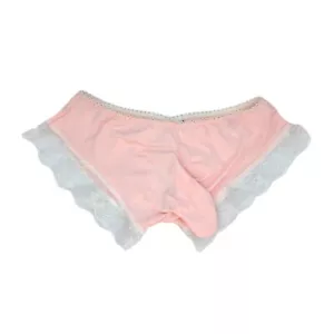 Sissy Pouch Panty Lace Open Rear Crossdresser Transgender Pink Frilly Panties - Picture 1 of 8