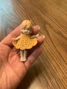 Dollhouse Miniature Tiny 3" Porcelain Doll - Molded Hair - Picture 1 of 3