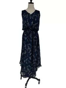 NWT Ramy Brook Simone Dress Womens M Navy Blue V-Neck Cheetah Print - Picture 1 of 11