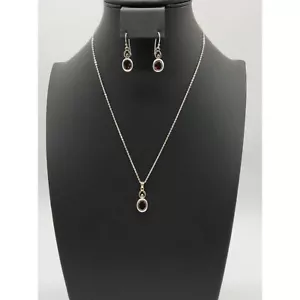 LUC Sterlingsilber rot Turmalin Halskette und Ohrringe Set - Bild 1 von 10