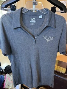 Williams Selyem Cutter & Buck ladies golf shirt Size large, Gray/White, Exc Cond - Picture 1 of 10