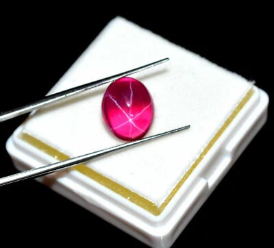 Natural 6 Rays Red Star Ruby 5.85 Ct. Oval Cabochon CERTIFIED Loose Gemstone - Image 1 of 4